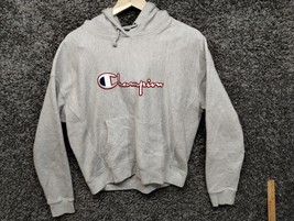 VINTAGE Champion Reverse Weave Sweater Adult Large Gray Hoodie Logo - $37.02