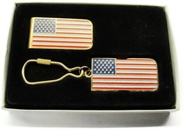Patriotic Money Clip Keychain American Flag Stars and Stripes Red White Blue - £23.26 GBP