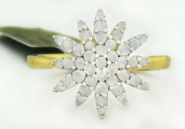 NATURAL 0.84 CTW DIAMONDS FLOWER RING 925 Sterling Silver ** NWT ** Size 8 - £130.10 GBP