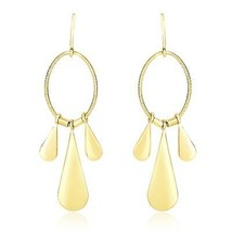 14k Yellow Gold 1.58&quot; Length x 0.44&quot; Width Teardrop and Open Oval Drop Earrings - £212.04 GBP