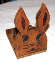 Vintage 1980s Hand Crafted Wood Bunny Rabbit Book End / Toilet Paper Or Tissue - £7.99 GBP
