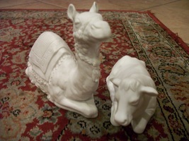 nativity scene  (camel and cow) avon collectables white porcelain 1987 n... - $49.00