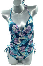 Shade Shore Swimsuit Size 36B Purple Blue Palm Print Underwire One Piece NEW - £27.29 GBP