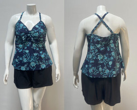 Krista Plus Shape Solution - Tankini Top Navy/Marine Floral Print Size 3XD/3TGD - £7.47 GBP