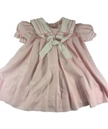 Vintage CI Castro &amp; Co Pink White Sailor Dress Girls Toddler Size 4T Puf... - $18.81