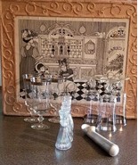 Vintage ~ Set of Six (6) ~ Ice Cream/Parfait Glasses w/Sealed Syrup Cont... - $74.80