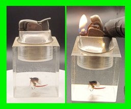 Unique Vintage Hand Tied Fly Fishing Lure Evans Petrol Table Lighter - Working   - $59.39