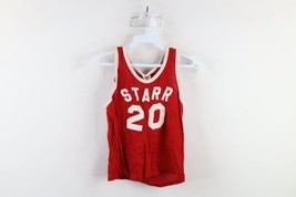 Vintage 60s 70s Boys Size 30 32 Knit Basketball Jersey Starr Red #20 USA - $39.55