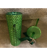 NEW Starbucks Fall 2023 Green  Bling Cold Cup Keychain and ornament lid ... - $18.76