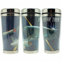 Star Trek: The Original Series Enterprise 16 oz Metal Full Color Travel Mug NEW - £18.61 GBP