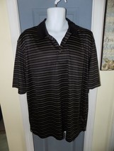 Grand Slam Golf Black &amp; Gold Striped Short Sleeve Polo Shirt Size XLT Men&#39;s EUC - £17.76 GBP