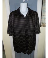Grand Slam Golf Black &amp; Gold Striped Short Sleeve Polo Shirt Size XLT Me... - £14.55 GBP