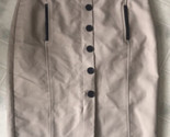  Ann Taylor Pencil Button Front Skirt Size 10 Khaki Back Tab Slit Leathe... - $21.82