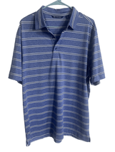 Cutter &amp; Buck Men&#39;s Blue &amp; White Striped Interform Classic Golf Polo Siz... - £14.18 GBP