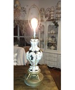 CAPODIMONTE LAMP PIERCED PORCELAIN GILT CHERUBS FLORAL VTG 27.5&quot; Tall NO... - $2,660.86 MXN