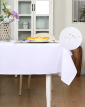 White Table Cloth Rectangle 52 x 70 Inch Stain Wrinkle Resistant Washabl... - £16.55 GBP