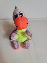 Vintage Plush Dinosaur Stuffed Animal 1990s VTG 90s Plushie Multi Color Toy - $9.69