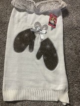 SimplyDog Holiday Apparel X-Large Dog Sweater Cream Santa Gloves - $9.41