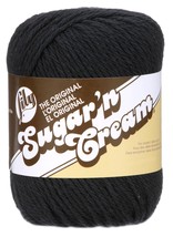 Spinrite Lily Sugar&#39;n Cream Yarn, Solids - Black - £12.46 GBP