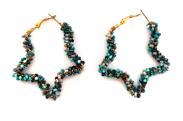 Women&#39;s Earrings Southwestern Style Imitation Turquoise Chips Dangle Appx 2 inch - £7.12 GBP