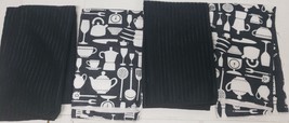 Set of 4 Printed Microfiber Kitchen Towels (16&quot;x19&quot;) WHITE KITCHEN ITEMS... - £11.05 GBP