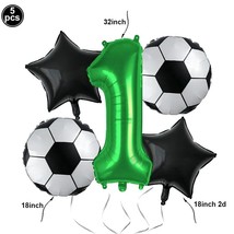 Soccer 1th-10th Birthday Decorations Balloons Banner Tablecloth Soccer Sports - £6.69 GBP