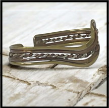 Vintage 5 Band Mixed Metal Wave Cuff Bracelet Copper Brass Silver Wavy Bracelet image 3