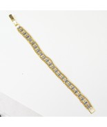 Tennis Chain Bracelet 6 1/2&quot; Long Blue and White Rhinestones Estate Jewelry - $13.71