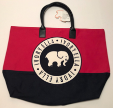 IVORY ELLA Red Black Canvas Baby Elephant All Purpose Books Tote Bag New - £22.96 GBP