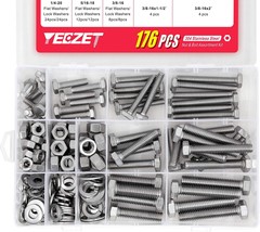 Heavy Duty Assortment Kit Of 176 Pcs., 304 Stainless Steel, 9 Most Commo... - £35.24 GBP