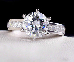 Channel Set 2.75Ct Simulated Diamond 14K White Gold Engagement Ring in Size 8.5 - £205.18 GBP