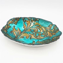 Vintage Reverse Painted Glass Mid Century Candy Nut Dish - £48.31 GBP