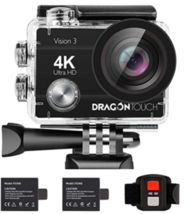 Dragon Touch 4K Action Camera 16MP Vision 3 Underwater Waterproof Camera - £27.50 GBP