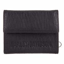 Harley-Davidson™ Mens Asphalt Tri-Fold Genuine Leather RFID Wallet NEW - £54.71 GBP