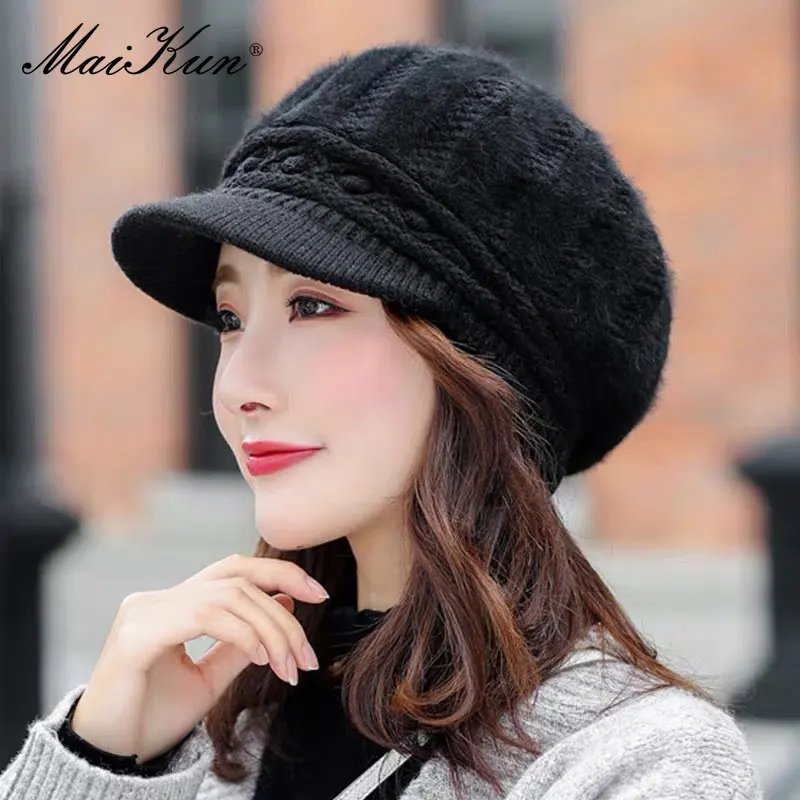 Maikun Hats For Women Autumn And Winter Casual Wild Rabbit Fur Duck Tongue Beret - £21.94 GBP
