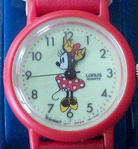 Disney Retired Lumbrite Minnie Mouse Watch! Glows in the Dark! By Lorus! Very Ra - $155.00
