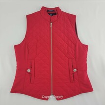 Chaps Quilted Vest Womens M Red Zip Front Puffer Sleeveless Jacket Pockets - $24.99