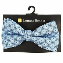 Laurant Bennet Men&#39;s Poly Woven Geometric Banded Bow Tie (Blue) - £4.97 GBP