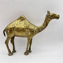 Large Vintage Solid Brass Egyptian Etched Figure Statue Camel Home Decor... - $117.00