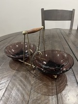 Hazel Atlas Moroccan Amethyst Colony Bowl Snack Nut Candy Set Rack Woode... - $49.49