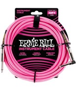 Ernie Ball Braided Instrument Cable Straight Angle 10ft Neon Pink  Noise... - £21.78 GBP