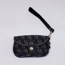 Dooney &amp; Bourke Bag Black Canvas Monogram Wristlet 6&quot; with Charm Tag-USA Made - £15.73 GBP