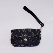 Dooney &amp; Bourke Bag Black Canvas Monogram Wristlet 6&quot; with Charm Tag-USA... - $16.06