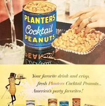 1958 Planters Cocktail Salted Peanuts Advertisement Nuts Snacks Mr Peanu... - $559.01 MXN