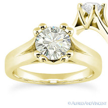 Round Cut Moissanite 14k Yellow Gold Cathedral Setting Solitaire Engagement Ring - £454.29 GBP+
