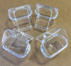 Lot Of 4 Clear Plastic Feeder Water Seed Hook Cup For Spring Door Bird Cage - £23.26 GBP