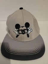 Disney Parks Mickey Mouse Glasses Gray Snap Back Hat Cap  - £10.85 GBP