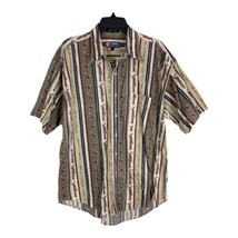 Chaps Ralph Lauren Mens Shirt Button Up Size Large Brown Gold Short Sleeve - £16.80 GBP