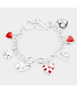 Heart love silver charm bracelet - $240.15 MXN