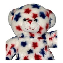 BAB Plush Teddy Bear Colorful White Red Blue Stars Build a Bear 14&quot; Stuffy - £12.38 GBP